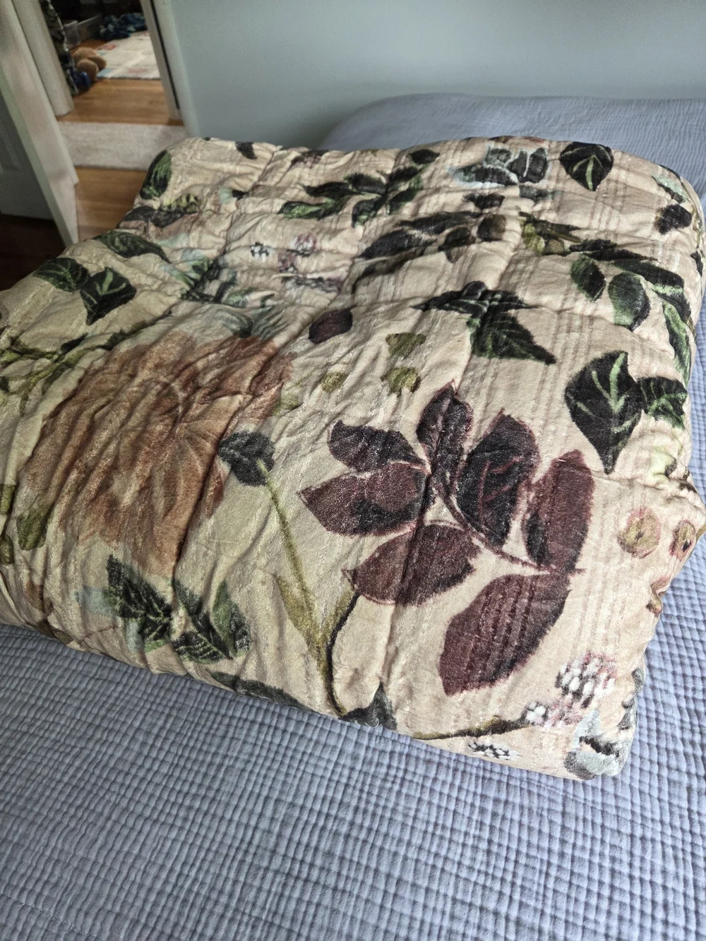 Anthropologie Blush Floral Reversible Quilt